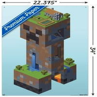 Minecraft - Плакат за стена на Creeper Village с бутални щифтове, 22.375 34