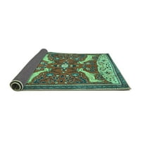 Ahgly Company Indoor Round Animal Turquoise Blue Traditional Area Rugs, 6 'Round