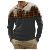 Hanas Men's Fashion Casual Stripe Printed дълъг ръкав O-leck ризи върхове блуза сиво xxl