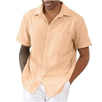 Гилигилисо мъже ежедневни бутони ивици за завъртане на риза с къс ръкав блуза върхове