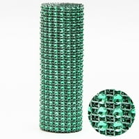 Fdelink кривостот панделки Редове лъскави диамантен кристал Мрежа опаковка Roll Mesh Drill Green
