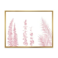 Дизайнарт 'палмови клони и руж розов евкалипт' изтъркан шик рамка платно стена арт принт