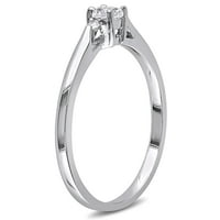 Женският карат на миабела Т. Г. В. създаде бял сапфир и диамантен акцент Сребърен 3-каменен годежен пръстен