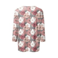 Gdfun Summer Tops Женски нов моден печат ръкав флорална тениска с тънки върхове за ежедневни върхове