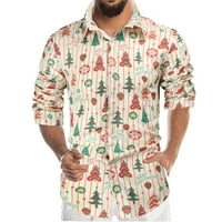 pxiakgy ризи за мъже блуза ревера Мъжки коледна риза Небрежна мода 3D отпечатани цифрови топ мъже ризи ризи зелени + xl