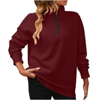 Качулки с дизайни прорязани шия с дълъг ръкав твърд туристически вино найлон, спанде женски качулки пуловер с джобове