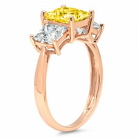 2.62ct Princess Cut Yellow симулиран диамант 14k розово злато годишнина годежен камък с размер на пръстена 10.75