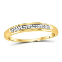 Солидна 10k жълто злато неговата и нейната кръгла диамант съвпадение двойка три пръстена булчински годежен пръстен сватбени ленти