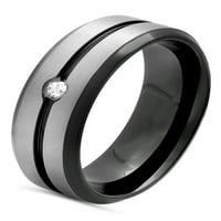 Мъжка неръждаема стомана с диамантен акцент черно-бял пръстен