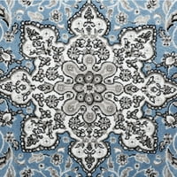 Начало динами Тремон Магнолия традиционен килим Медальон зона, Синьо сиво, 7'10х10'2