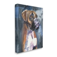 Ступел индустрии очарователни Боксер домашен любимец куче тъмна мъгла портрет платно стена изкуство, 48, дизайн от Джордж Дяченко