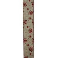 Northlight Red and Beige Snowflake Wired Christmas Craft Ribbon 2.5 ярда